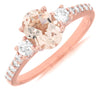 1.45CT DIAMOND & AAA MORGANITE 14KT ROSE GOLD 3D OVAL & ROUND ENGAGEMENT RING