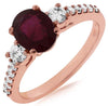 1.70CT DIAMOND & AAA RUBY 14KT ROSE GOLD 3D OVAL & ROUND CLASSIC ENGAGEMENT RING