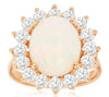 4.90CT DIAMOND & AAA OPAL 14KT ROSE GOLD 3D OVAL & ROUND FLOWER FLOATING PENDANT