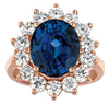 9.40CT DIAMOND & AAA SAPPHIRE 14KT ROSE GOLD 3D OVAL FLOWER PRINCESS DIANA RING