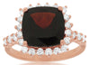 LARGE 5.25CT DIAMOND & AAA GARNET 14KT ROSE GOLD CUSHION & ROUND ENGAGEMENT RING