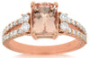 1.80CT DIAMOND & AAA MORGANITE 14KT ROSE GOLD 3D CUSHION & ROUND ENGAGEMENT RING