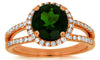 2.50CT DIAMOND & AAA GREEN GARNET 14KT ROSE GOLD 3D ROUND HALO ENGAGEMENT RING