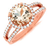 LARGE 2.25CT DIAMOND & AAA MORGANITE 14KT ROSE GOLD ROUND HALO ENGAGEMENT RING