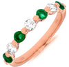 .78CT DIAMOND & AAA EMERALD 14KT ROSE GOLD 7 STONE SHARE PRONG ANNIVERSARY RING
