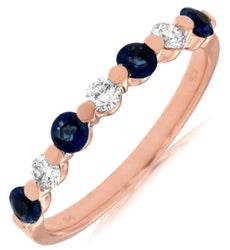 .55CT DIAMOND & AAA SAPPHIRE 14K ROSE GOLD 7 STONE SHARED PRONG ANNIVERSARY RING