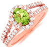 1.50CT DIAMOND & AAA PERIDOT 14KT ROSE GOLD OVAL & ROUND HALO CLASSIC FUN RING