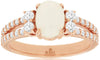 1.55CT DIAMOND & AAA OPAL 14KT ROSE GOLD 3D CLASSIC OVAL & ROUND ENGAGEMENT RING