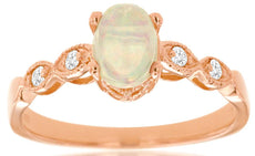 .58CT DIAMOND & AAA OPAL 14KT ROSE GOLD 3D OVAL & ROUND FILIGREE ENGAGEMENT RING