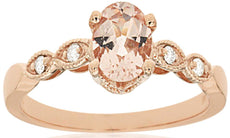 .8CT DIAMOND & AAA MORGANITE 14K ROSE GOLD OVAL & ROUND FILIGREE ENGAGEMENT RING