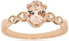 .8CT DIAMOND & AAA MORGANITE 14K ROSE GOLD OVAL & ROUND FILIGREE ENGAGEMENT RING