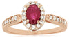 ESTATE .82CT DIAMOND & AAA RUBY 14K ROSE GOLD OVAL & ROUND HALO ENGAGEMENT RING