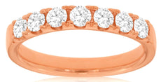 .75CT DIAMOND 14K ROSE GOLD SHARED PRONG 7 STONE SEMI ETERNITY ANNIVERSARY RING