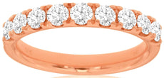 ESTATE 1.0CT DIAMOND 14KT ROSE GOLD 3D 9 STONE ROUND WEDDING ANNIVERSARY RING