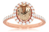 ESTATE 1.50CT DIAMOND & AAA MORGANITE 14K ROSE GOLD OVAL & ROUND ENGAGEMENT RING