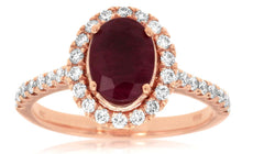 1.70CT DIAMOND & AAA RUBY 14KT ROSE GOLD 3D CLASSIC OVAL & ROUND ENGAGEMENT RING