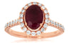 1.70CT DIAMOND & AAA RUBY 14KT ROSE GOLD 3D CLASSIC OVAL & ROUND ENGAGEMENT RING
