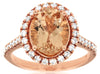 3.2CT DIAMOND & AAA MORGANITE 14KT ROSE GOLD OVAL & ROUND FRIENDSHIP LOVE RING