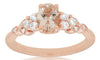 0.92CT DIAMOND & AAA MORGANITE 14KT ROSE GOLD 3D CLASSIC OVAL & ROUND LOVE RING