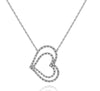 ESTATE .25CT DIAMOND 14KT WHITE GOLD 3D DOUBLE HEART SIDEWAYS LOVE PENDANT