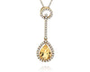 ESTATE 1.31CT DIAMOND & AAA CITRINE 14KT YELLOW GOLD TEAR DROP FLOATING PENDANT