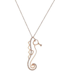 ESTATE .15CT DIAMOND 14KT ROSE GOLD 3D HAPPY SEA HORSE FUN FLOATING PENDANT