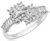 ESTATE 1.15CT DIAMOND 18KT WHITE GOLD PRINCESS & BAGUETTE DOUBLE SQUARE FUN RING