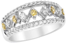 .57CT WHITE & FANCY YELLOW DIAMOND 18KT WHITE GOLD 3D ETOILE ANNIVERSARY RING