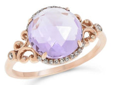 3.74CT DIAMOND & AAA AMETHYST 14KT ROSE GOLD 3D OPEN FILIGREE MILGRAIN FUN RING