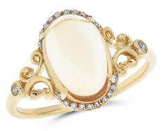 2.78CT DIAMOND & AAA CITRINE 14KT YELLOW GOLD 3D OVAL & ROUND OPEN FILIGREE RING