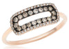 .38CT WHITE & CHOCOLATE FANCY DIAMOND 14K ROSE GOLD 3D SIDEWAYS RECTANGULAR RING