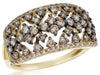 WIDE 1.13CT WHITE & MOCHA DIAMOND 14KT YELLOW GOLD 3D CLUSTER ANNIVERSARY RING