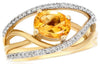 1.25CT DIAMOND & AAA CITRINE 14K 2 TONE GOLD 3D OVAL & ROUND MULTI WAVE FUN RING