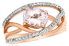 1.25CT DIAMOND & AAA PINK AMETHYST 14KT WHITE & ROSE GOLD 3D MULTI WAVE FUN RING