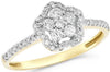 ESTATE .39CT DIAMOND 14KT YELLOW GOLD 3D FLOWER CLUSTER FRIENDSHIP RING