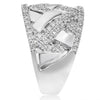 ESTATE WIDE .65CT DIAMOND 14KT WHITE GOLD MULTI ROW CRISS CROSS ANNIVERSARY RING