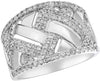 ESTATE WIDE .65CT DIAMOND 14KT WHITE GOLD MULTI ROW CRISS CROSS ANNIVERSARY RING