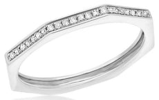 ESTATE .09CT DIAMOND 14KT WHITE GOLD 3D FLOWER CHANNEL & PRONG ANNIVERSARY RING