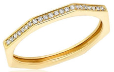ESTATE .09CT DIAMOND 14KT YELLOW GOLD 3D FLOWER CHANNEL & PRONG ANNIVERSARY RING