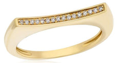 ESTATE .08CT DIAMOND 14K YELLOW GOLD 3D CLASSIC CONCAVE WEDDING ANNIVERSARY RING