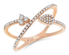 .26CT DIAMOND 14KT ROSE GOLD CRISS CROSS ARROW TO YOUR HEART INFINITY LOVE RING