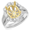 1.43CT DIAMOND 14KT TWO TONE GOLD OVAL & ROUND 3 ROW SEMI MOUNT ENGAGEMENT RING