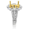 1.43CT DIAMOND 14KT TWO TONE GOLD OVAL & ROUND 3 ROW SEMI MOUNT ENGAGEMENT RING