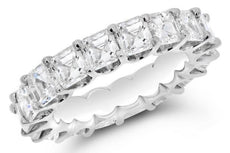 6.50CT DIAMOND PLATINUM CLASSIC ASSCHER CUT ETERNITY WEDDING ANNIVERSARY RING