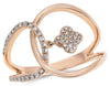 ESTATE .16CT DIAMOND 14KT ROSE GOLD 3D FOUR LEAF CLOVER FLOWER LOVE KNOT RING