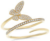 ESTATE .25CT DIAMOND 14KT YELLOW GOLD 3D PAVE BUTTERFLY LOVE FUN RING