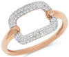 ESTATE .23CT DIAMOND 14KT ROSE GOLD 3D 3 ROW CLASSIC RECTANGULAR PAVE FUN RING