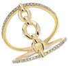 ESTATE WIDE .24CT DIAMOND 14KT YELLOW GOLD 3D MULTI LINK FUN RING