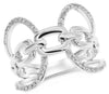 ESTATE WIDE .18CT DIAMOND 14KT WHITE GOLD 3D MULTI LINK FUN RING