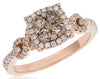 1.02CT WHITE & MOCHA DIAMOND 14KT ROSE GOLD CLUSTER SQUARE HALO INFINITY RING
